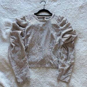 AFRM- Long Sleeve Cheetah Print Puff Shoulders Top (XL-fits like large)